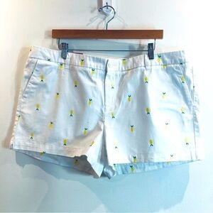 MERONA Sz 18 Embroidered Lemons Chino Style 3” Inseam Front Pockets Shorts NEW